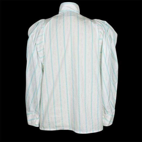Vtg 80s Idioms Gibson Girl Statement Puff Sleeve Top Sz S High Neck Pastel - Picture 5 of 7